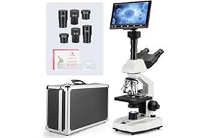 Vabiooth Lab Constant Temperature Stage Trinocular Compound Microscope 40X-2500X Magnification with 7" Monitor 5MP E-Eyepiece,Adjustable Thermostat Mechanical Stage for Husbandry,Pet Hospital,Farms
