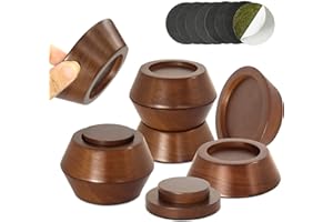 FASONLA Bed Risers (Set of 8) Furniture Risers Lifts Height 1", 2" or 3", Solid Natural Wood Risers for Bed, Furniture, Table, Sofa, Chair with Non-Slip Recessed Hole (Dark Brown Color, 1 Inch)