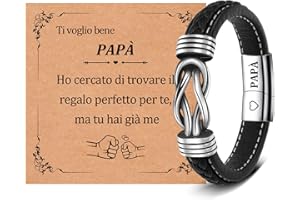 CheersLife Bracciale per Papà,Regalo per la Festa del Papà,Regali Braccialetto per Papà,Regalo padre,Bracciale In Pelle Intrecciata con Incisione Laser Nodo Infinito, Regalo di Compleanno per Papà