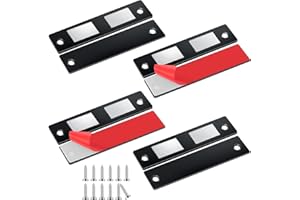 Romon Chiudiporta Calamita, 4 Pezzi Calamita Adesivo per Mobili Chiusura, Chiusura Magnetica Potente Ante Ultra Sottili Calamita per Porta Scorrevole Adesiva, per Cassetti, Chiudiporta, Armadio, Nero