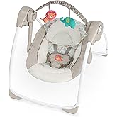 Ingenuity Soothe 'n Delight 6 Vitesli Kompakt Portatif Bebek Salıncağı, M&uuml;zikli ve Oyuncak Barlı, Kolay Seyahat i&ccedil;in Katlanır