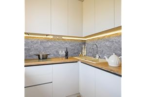 Tenare Marmor Tapete Selbstklebende Küchenrückwand Folie Wasserfeste Kontaktpapier 400 x 60 cm Wandaufkleber zum Abziehen und Aufkleben Abnehmbare Tapete mit Rakel für Küche Arbeitsplatte (Grau)
