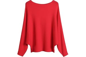 FULIER Boot-Ausschnitt Batwing Ärmel Dolman Lose gestrickte Pullover und Pullis Pullover Tops für Frauen