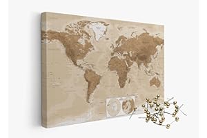 framed concept | Weltkarte mit Pinnnadeln | Handgefertigte Wanddekoration mit 50 goldenen Pins | Einzigartige Geschenkidee