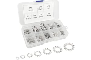 BOLOEST Arandelas Starlock 304 de acero inoxidable 300 piezas de arandelas externas de bloqueo de dientes de estrella M3 M4 M5 M6 M8 M10 M12