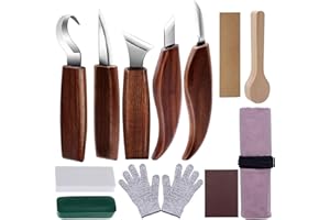 BESTYIJO Kit di strumenti per intaglio del legno, kit intaglio legno professionale fai-da-te, 12 pezzi strumenti per intaglio del legno con guanti e custodia, per professionisti e principianti