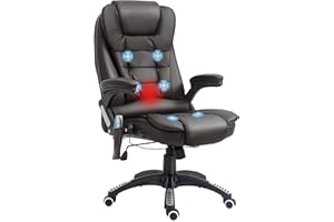 HOMCOM Fotel biurowy do masażu – elektryczny masaż, relaksacyjny, czekoladowy brąz