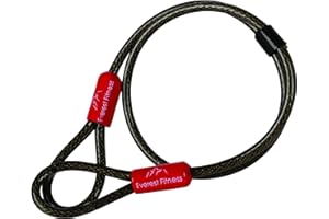 EVEREST FITNESS Schlaufenkabel 76cm x 6mm - Kabelschloss schwarz - Universal Stahlseil - Drahtseil mit Ösen ummantelt - Sicherheitskabel für Fahrradschloss lang, Fahrradanhänger, Motorrad, Gartenmöbel