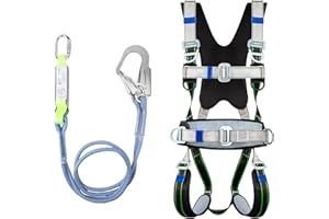 WingFly Fall Protection Harness, Fall Protection Safety Belt Set, Upgrade 5-Point Full Body Harness, with 2 Hooks, Fall Protection Safety Rope with Buffer and Adjustable D-Ring