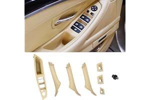 TTCR-II 7PCS Compatible avec Poignée Porte BMW Série 5 F10/F11 2010-2016, Commande vitre conducteur + Poignée passager + Cache commutateur pour Série 5 520 523 525 528 530 535 - Beige