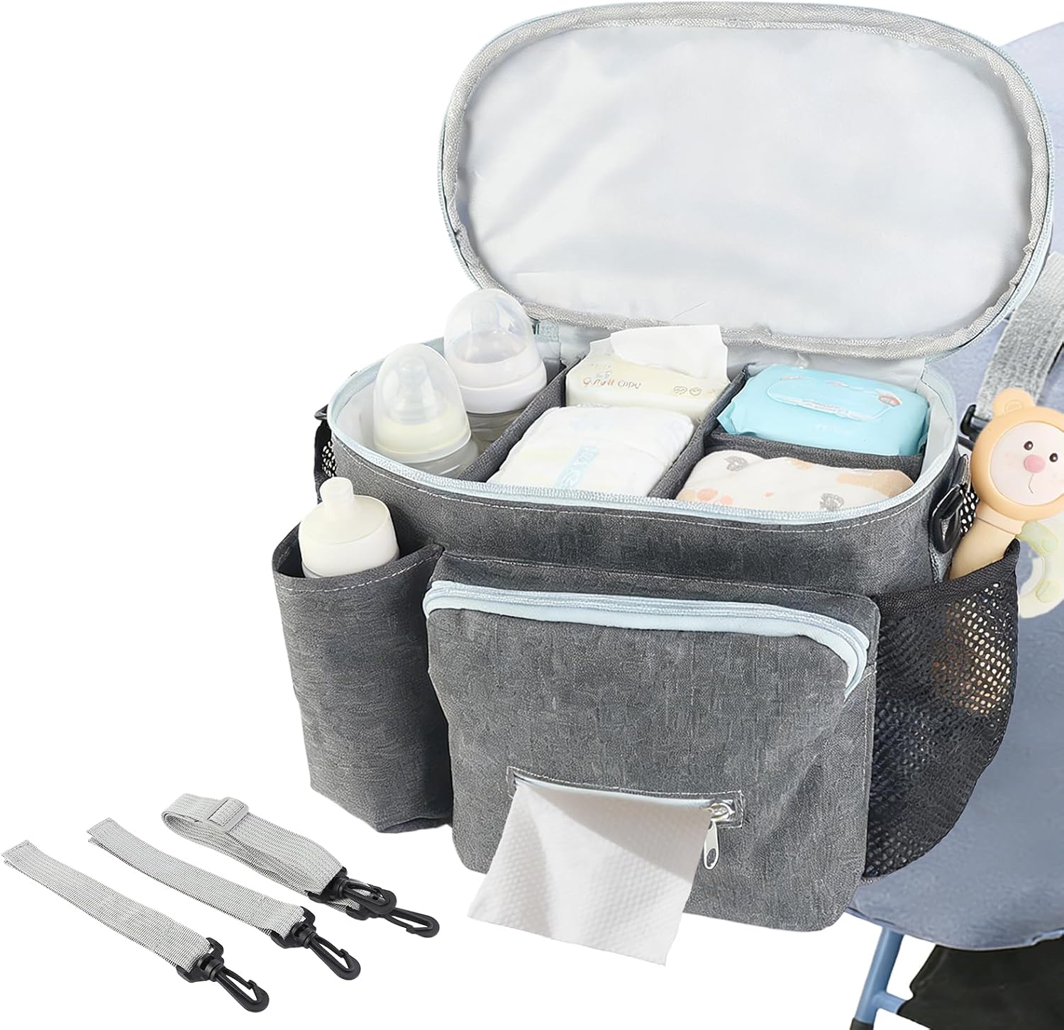 FEMONGY Bolso para carro bebe universal, Bolsa carro bebe de gran capacidad, Viene con correa de hombro desmontable, Proteger contra salpicaduras ligeras de agua