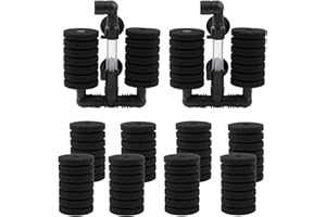 ROSYLEVE Zestaw 2 filtrów gąbkowych do akwarium, podwójny filtr do akwarium, z 8 zapasowymi gąbkami do filtracji biologicznej i mechanicznej, filtr gąbkowy do wylęgów krewetek Bettas