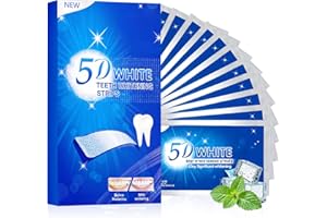 TPUBMITY 28 Tiras Blanqueadoras Dientes, 14 Pares Teeth Whitening Strips,Blanqueador Dental Para Dientes MáS Blancos, Efectivo Eliminar Manchas Dentales, Ideal Para Uso DoméStico,Azul 5D