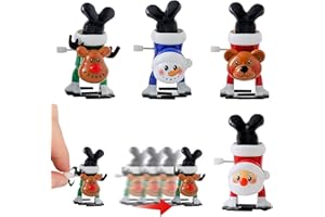 POPOYU 4 Stück Weihnachts Aufziehspielzeug Set,Uhrwerk Lauf Spring Spielzeug Kinder Weihnachtsbaum Aufziehspielzeug,Mini Weihnachten Wind-up Spielzeug für Kinder Weihnachten Deko Weihnachts Crackern