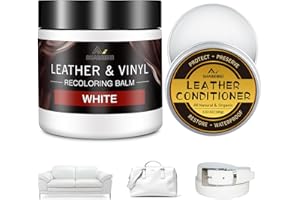SHABEIBEI Kit de Réparation Cuir Blanc avec 200ml de Peinture Cuir & 100ml d'Huile d'Entretien Cuir – Cuir Liquide, Graisse Cuir & Éliminateur de Rayures – Réparation Cuir & Vinyle pour Canapés, Meubles