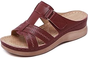 CELANDA Pantoletten Damen Freizeit Plateau Sandalen Sommer Keilabsatz Leder Hausschuhe Rutschfeste Strand Bequeme Sandaletten Frauen Vintage Sommerschuhe