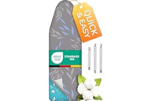 Smart&Gentle Housse Table à Repasser - XXL/ 130x45 cm, Tissu Technologie Réfléchissante, 3 Clips de Fixation, Housse Table a Repasser Montage Rapide