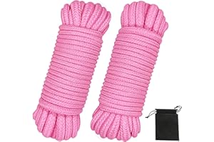 picoggo Soft Cotton Rope Multipurpose Durable Long Rope 10m Length 8mm Thick Tying Rope Macrame Cord DIY Rope (2 Pack, Pink+Pink)