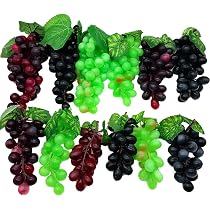 Volumoon 3 Pièces Raisins Artificiels Givrés - Décoration Réaliste Noir Violet Vert Pour Maison Et Fêtes