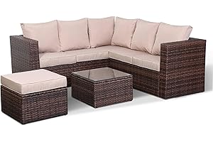 Club Rattan Spring Range Compact Corner Sofa Set With Coffee Table In Brown (Free Rain Cover)