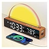 AFEXOA Sunrise Alarm Clock, Wake Up Light with Sunrise Simulation, White Noise Machine, Touch Control Bedside Lamps Dimmable Multicolor Night Light, 10 Nature Sounds, Snooze/Timer/Temperature Display 