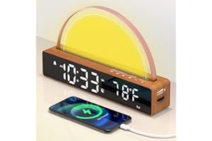 AFEXOA Sunrise Alarm Clock, Wake Up Light with Sunrise Simulation, White Noise Machine, Touch Control Bedside Lamps Dimmable Multicolor Night Light, 10 Nature Sounds, Snooze/Timer/Temperature Display