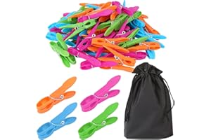 YONGQING Zestaw 60 trwałych piór z tworzywa sztucznego, mocnych, wiatroszczelnych, miękkich spinaczy do bielizny i ubrań