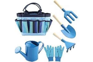 YunNasi Kindergarten-Werkzeugset Gartengeräte für Kinder Set mit 6 Gartenspielzeugen für Kinder im Freien (Blau)