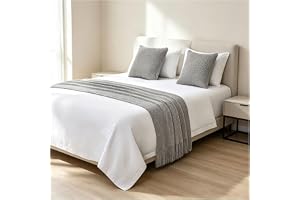 Stickad sänglöpare med fransar | Dekorativ sänglöpare med kantdekor, slitstarkt sängskydd för hotell, hem och resort(Light gray,60X180cm)