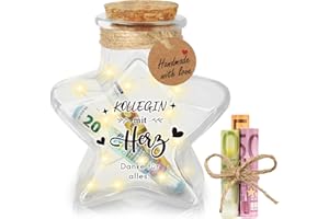 ‎GIFTOTA Giftota Kollegin Geschenk - LED Flaschenlicht Sternform Geldgeschenk - Dankeschön Geschenkideen - Abschiedsgeschenke für Kollegen - KOLLEGIN mit Herz Danke für Alles