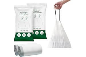 ‎SONGMICS SONGMICS Müllbeutel mit Zugband, hochbelastbar, Müllsäcke für 30 Liter Mülleimer, bereits getrennt, Code 30A, 2 Rollen, insgesamt 90 Stück, weiß KRB30A02