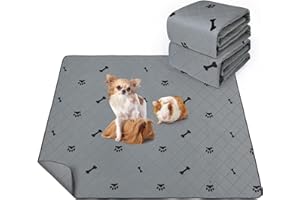 PICK FOR LIFE Tappetini Assorbenti per Cani, 2 Pezzi Traverse Cani 60 x 90 cm Tappetini Igienici per Cani Lavabili, Antiscivolo, Alta Assorbenza, Criceti, Conigli, Cani, Grigio