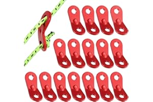 HOTUT Guyline Cord Adjuster, 12/16 Pcs Aluminum Rope Tensioner Cord Adjuster Wind Rope Buckle, Guy Rope Tensioners for Outdoor Activity, Tent Rope Adjuster for Hiking Camping Tent Accessory, Gold/Red