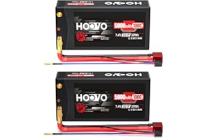 HOOVO Batteria RC 7,4 V 5000 mAh 100 C 2S Lipo Batteria HardCase con Banana to Deans Plug per RC Auto Barca Truck Truggy RC Hobby (2 pezzi)