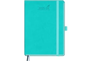 BEZEND Agenda 2026 Semainier A5 21 x 15,5 cm Agenda Scolaire Professionnel 2026, 18 Mois Du Juillet. 25 à Déc. 26, Couverture Rigide en Cuir PU - Turquoise