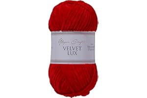 ‎UTOPIA CRAFTS Utopia Crafts Velvet Lux Chenille-Garn, superweich, grob, zum Stricken und Häkeln, 100 g – 110 m, Rot