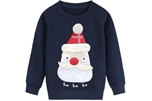 LXKA Kids Christmas Jumpers 1-7 Years Boys Girls Xmas Sweatshirts Jumper Toddler Santa Claus Reindeer Tops Present Baby T-Shirts Long Sleeve Cotton Outfits Gifts Tees Crew Neck Casual Winter Clothes