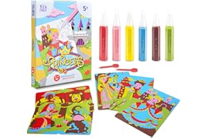 Sabbiarelli Sand-it For Fun - Kit Principesse, Set Lavoretti Creativi da Colorare con la Sabbia, Sand Art, Attività Educativa e Sensoriale, Idea Regalo Compleanno o Natale Bambine 5+