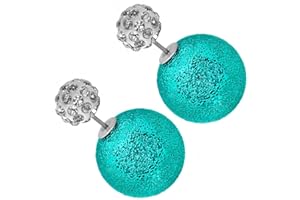 Tumundo® 2 Perlen-Ohrringe Shamballa Damen-Schmuck Doppel-Kugel Ohrstecker Glitzer Strass Front-Back