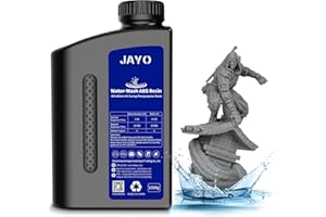 JAYO Resina Lavable en Agua ABS-Like, Resina para Impresora 3D 405nm UV Estándar Resina Fotopolímera Rápida para Impresora 3D LCD/DLP/SLA, Alta Precisión, No frágil, Bajo Olor, Gris Oscuro 1000g
