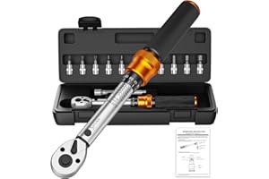 SS SHOVAN 13PCS Bike Torque Wrench Set 3-25 Nm, Small Torque Wrench 1/4 Drive, Dual-Direction Adjustable 72 Teeth, ±3% Accuracy, with Extension Bar, Socket Bits (Hex & Torx), for Mountain Bike, Bicycle Repair