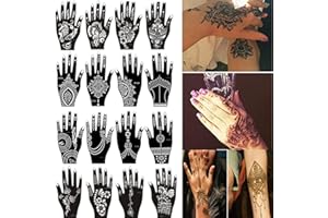 XMASIR 16 Sheets Indian Arabian Tattoo Stencil for Women Girls Paint - Temporary Templates Tattoo Sticker