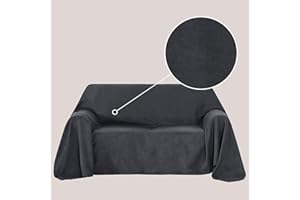 Deconovo narzuta na sofę, narzuta na łóżko, kanapę, wygląd zamszu, 210 x 280 cm, szara, 1 szt.