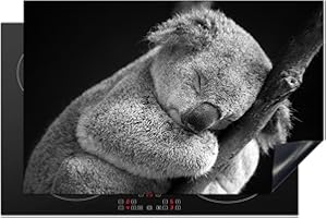 KitchenYeah© Coperchio Piano Cottura 80x52 cm Cucina Copri Fornelli Tappetino Induzione Antiscivolo Piastra Protezione Nero - Bianco - Koala