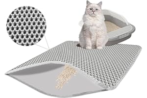 Xmart 40X50CM Tapis Litière Chat Double Couche Tapis de Litière pour Chat Design en Nid d'abeille Gris Tapis Litière Chat Tapis pour Bac Tapis Litière Antidérapant