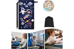 COFLINK Travel Bed for Kids Airplane, Portable Airplane Bed for Toddler Seat Extender with Anti-Slip Design and Aeroplane Stickers, Airplane Footrest Hammock Baby Travel Essentials (Blue)