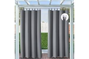 Clothink Outdoor Vorhang Klettverschluss 132x245cm Grau Anti-Verblassen Winterschutz Windschutz Sonnenschutz Sichtschutz Wetterfest,Senkrechtmarkise Vertikalmarkise Terrasse Balkon Pergola