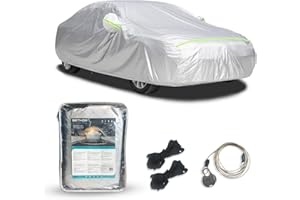 BETHOR Telo Copriauto 4 Stagioni Felpato, Resistente e Impermeabile | Protezione da Vento, Sabbia, Polvere, Pioggia e Neve| Cerniera lato autista (3 Volumi 490x150x130)