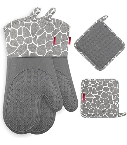 F.anlos Ofenhandschuhe Set Aus Silikon - Hitzebeständig Bis 230°C Für Küche Und Grill