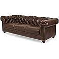 Bros Moon Sterling Wooden Leatherette Upholstered Button Tufted Fibre Filled Fluffy Chesterfield 3 Seater Sofa Set for Living Room/Hotel/Lounge
